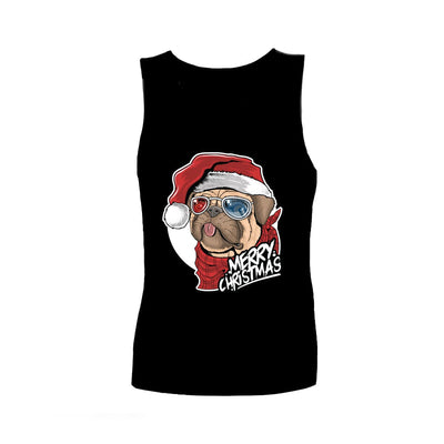 SALE - Sensory Singlet | Child | Fun Print | Unisex Singlets JettProof.com.au Size 16 | Black | Xmas Pug 