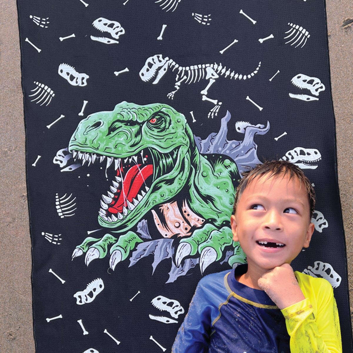 Dinosaur Escape - Kids Sand Free Beach Towel JETTPROOF Calming Sensory Clothing Inspired by Jett 