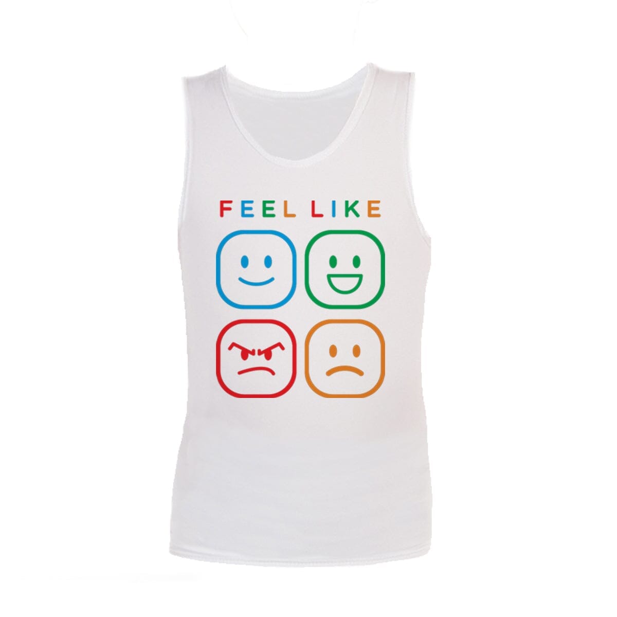 SALE - Sensory Singlet | Child | Fun Print | Unisex Singlets JettProof.com.au Size 1 | White | Emotions 