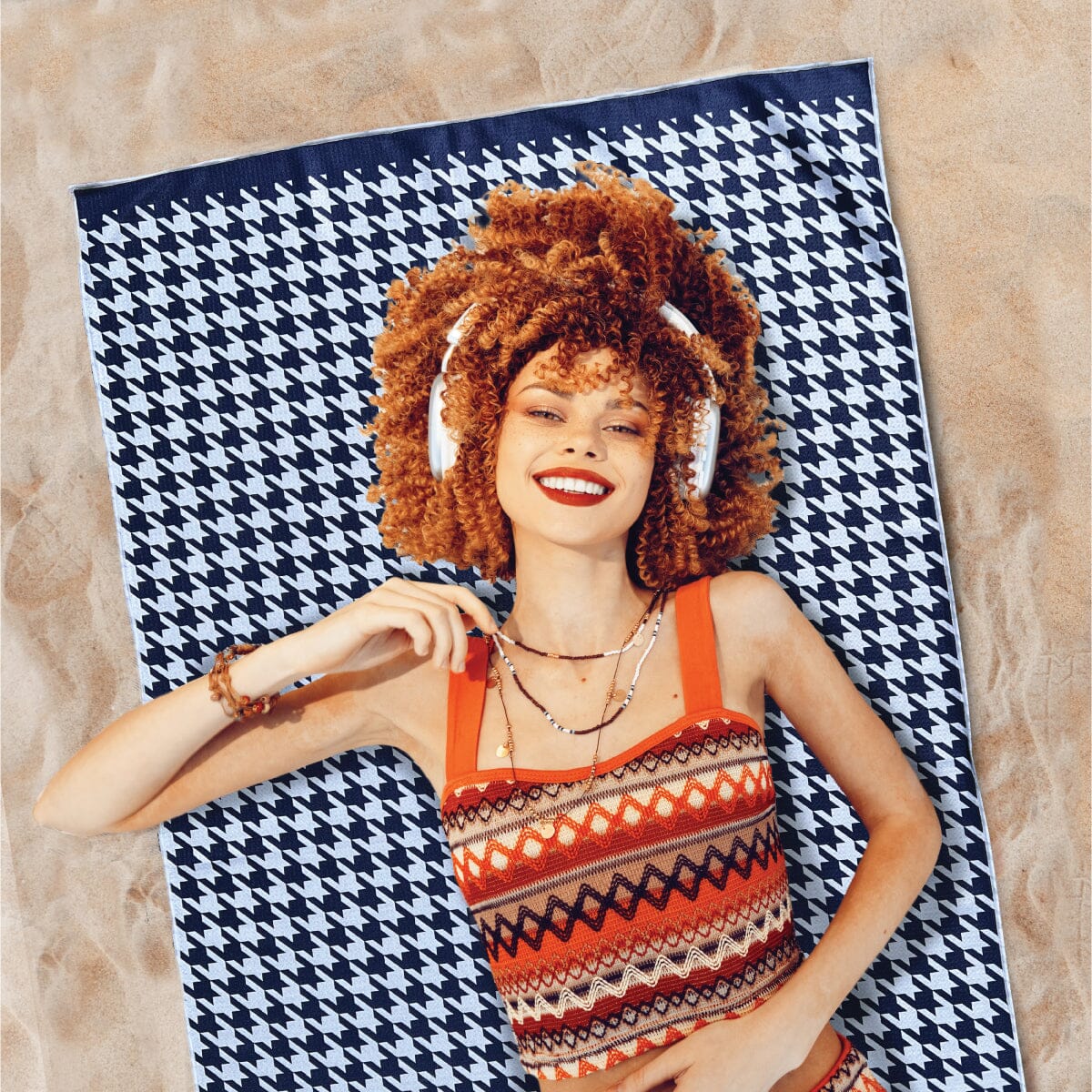 Houndstooth - Sand Free Beach Towel Sand-Free Towel JETTPROOF Calming Sensory Clothing Inspired by Jett 