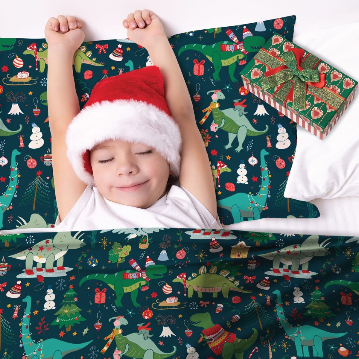 Christmas Dinosaurs - Calming Sensory Compression Sheet Compression Sheets JettProof.com.au 