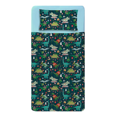 Christmas Dinosaurs - Calming Sensory Compression Sheet Compression Sheets JettProof.com.au Single Bed 