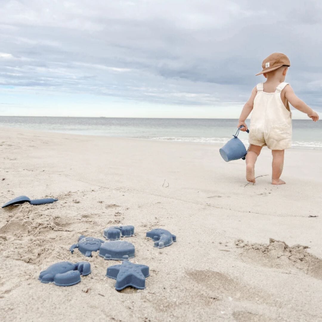 Silicone Bucket And Spade Set - Steel Blue Beach Toys JETTPROOF Calming Sensory Clothing Inspired by Jett 