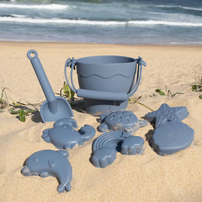 Silicone Bucket And Spade Set - Steel Blue Beach Toys JETTPROOF Calming Sensory Clothing Inspired by Jett 