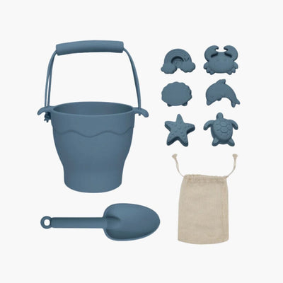 Silicone Bucket And Spade Set - Steel Blue Beach Toys JETTPROOF Calming Sensory Clothing Inspired by Jett 