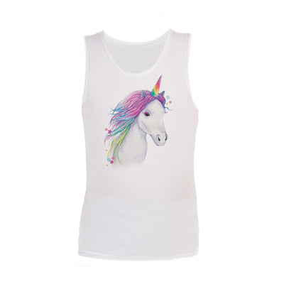 SALE - Sensory Singlet | Child | Fun Print | Unisex Singlets JettProof.com.au Size 6 | White | Unicorn 